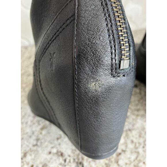 Frye Carson Wedge Womens 6.5 Black Leather Ankle Bootie Boots - Picture 4 of 10